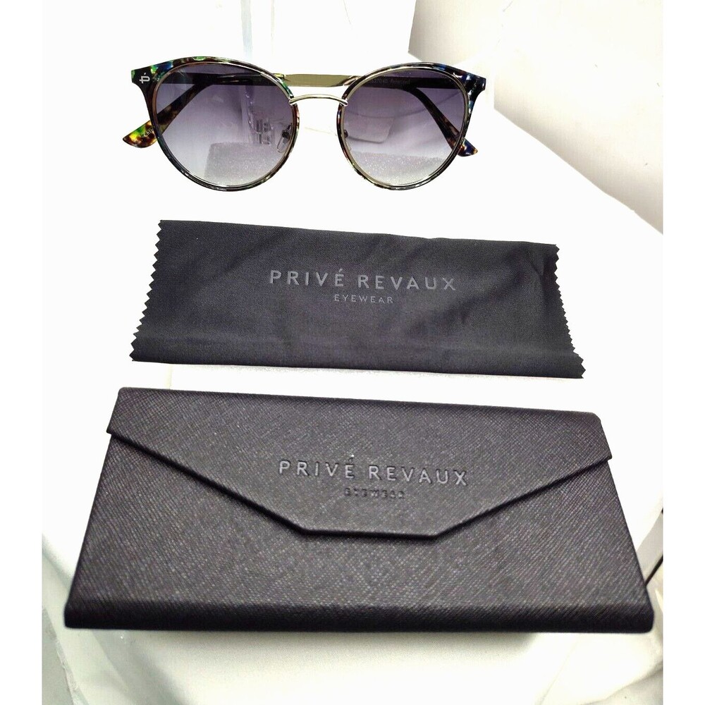Prive Revaux Polarized Sunglasses Womens Woveseeker  Cat Black &Silver 52-19-148